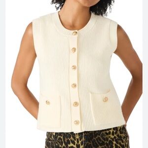 Song of Style White Sleeveless Button-Up Vest